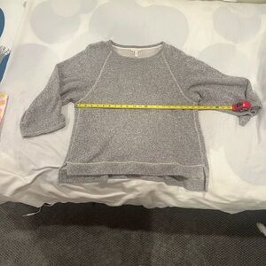 Eileen Fisher Heather Gray Organic Cotton Women's Sweater 3/4 Sleeves Medium